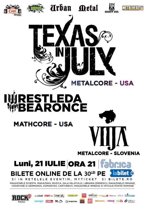 Americanii de la Texas In July si I Wrestled a Bear Once canta in club Fabrica pe 21 iulie